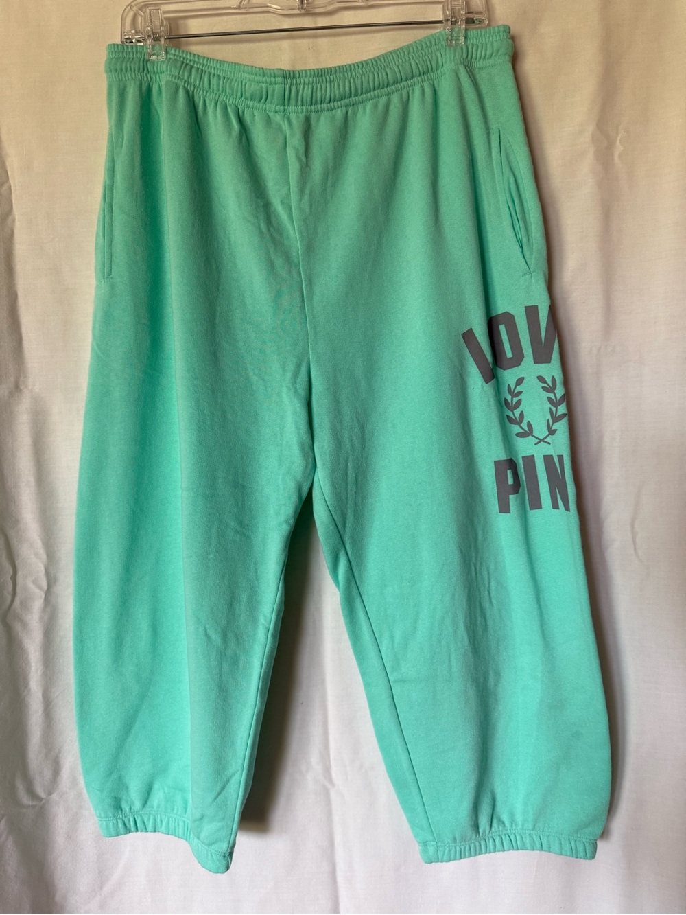 PINK Victoria's Secret Mint Green Logo Sweatpants Joggers - Size M Like New